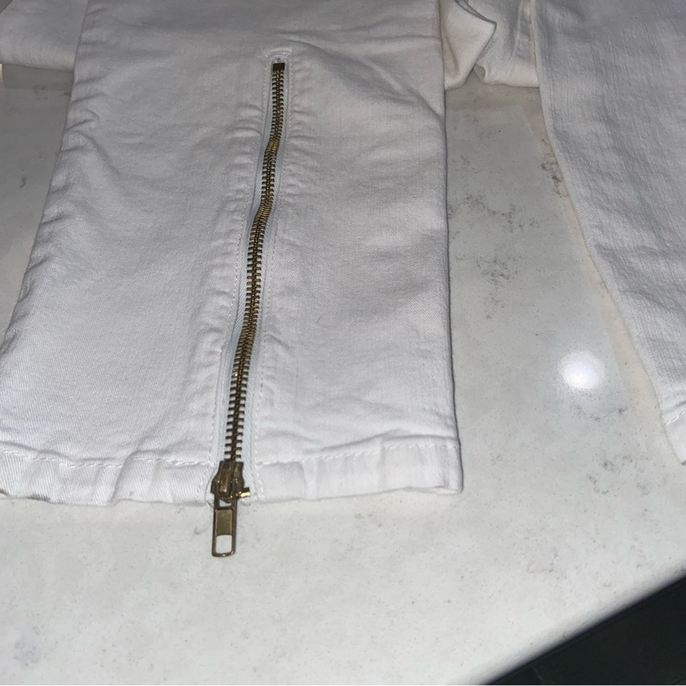 Hudson Vintage Hollywood Los Angeles Women's Sz 14 White  Jeans Ankle Zip - Picture 10 of 15